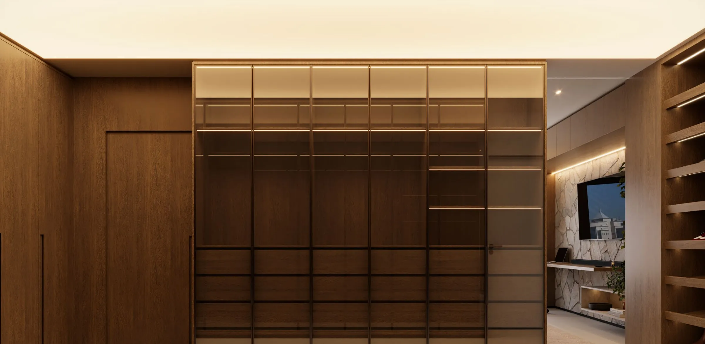 Proposta de interiores para o closet da suíte do casal (imagem ilustrativa)